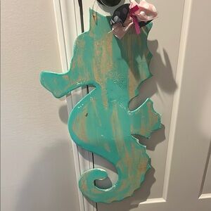 Seahorse Wall Decor in Teal and Pink